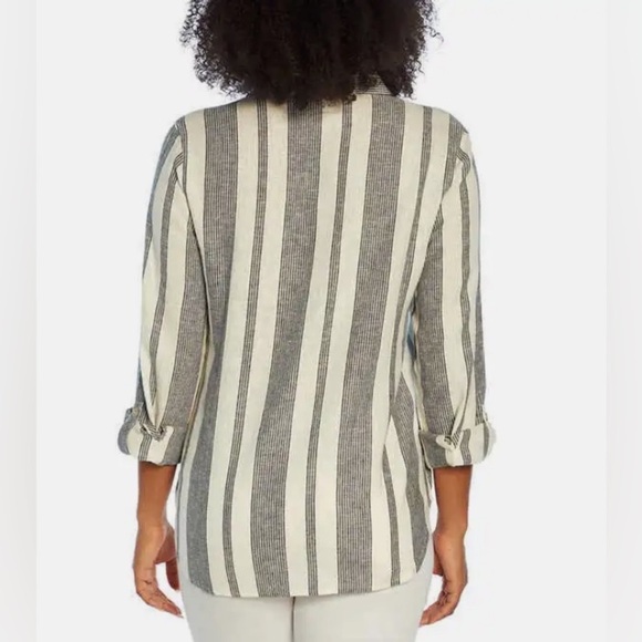 Orvis Linen Blend Striped Button Down Top - Picture 2 of 11